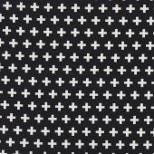 White Crosses on Black Remix Plus Cross Quilting Fabric