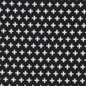 White Crosses on Black Quilting Fabric Remnant 47cm x 112cm