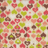 Love Hearts on Beige Nylon Ripstop Waterproof Wipe Clean Fabric 