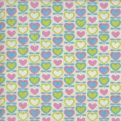 Love Hearts on Cream Nylon Ripstop Waterproof Wipe Clean Fabric 