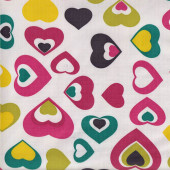 Love Hearts on White Nylon Ripstop Waterproof Wipe Clean Fabric 