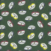 Rugby Union Footballs Quilting Fabric Remnant 30cm x 112cm
