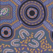 Australian Indigenous Aboriginal Sacred Womens Song Purple By F.Oliver Quilting Fabric