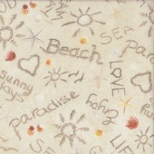Beach Words on Sand Dreams Ocean Nature Landscape Quilting Fabric