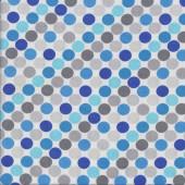 Sapphire Blue Grey Spots on White Quilting Fabric