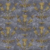 Scotch Thistles on Grey Quilting Fabric