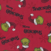 Dr Seuss Merry Grinchmas on Red The Grinch Kids Licensed Quilting Fabric