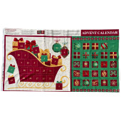 Christmas Sleigh Advent Calendar with Gold Metallic Quilting Fabric Panel