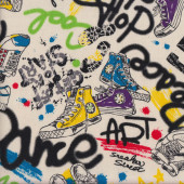 Graffiti Sneakers Street Art Dance on Natural Kids Fabric