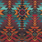Southwest Blanket Aztec Design Turquoise Brown Quilting Fabric