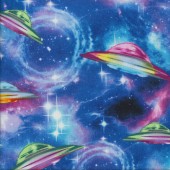 Space Galaxy Stars on Blue UFO Quilting Fabric