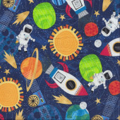 Space Rockets Astronauts Planets Spaceships Quilting Fabric