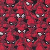 Spiderman Faces on Black Superhero Boys Licensed Quilting Fabric