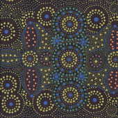 Australian Indigenous Spirit Place Green by B. Wallace Quilting Fabric