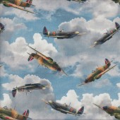 World War II Spitfire Planes Aircraft Air Force Centenary Quilting Fabric