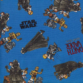 Star Wars Darth Vader on Blue Licensed Fabric Remnant 