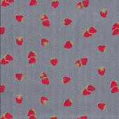 Strawberries on Navy and White Sunday Stroll Quilting Fabric