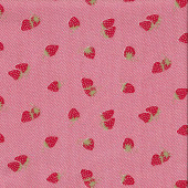 Strawberries on Red and White Sunday Stroll Quilting Fabric