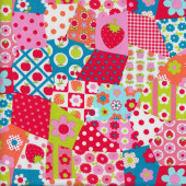 Strawberries Pink Red Fabric