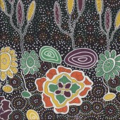 Australian Indigenous Aboriginal Summertime Rainforest Black by Heather Kennedy Quilting Fabric