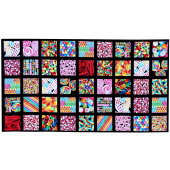 Sweets Lollies Candy in Squares Sweet Tooth Quilting Fabric Panel
