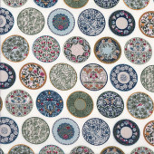 Pretty Floral Tea Cup Saucers on White Plates Quilting Fabric