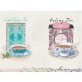 High Tea Jasmine Oolong Earl Grey Chamomile Quilting Fabric Panel 