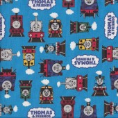 Thomas and Friends on Blue Boys Girls Licensed Quilting Fabric