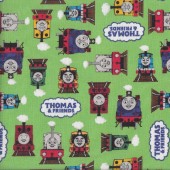 Thomas and Friends on Green Boys Girls Licensed Quilting Fabric