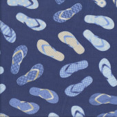 Thongs Flip Flops on Navy Blue Quilting Fabric