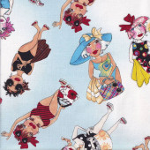 Glamorous Ladies in Swimsuits Tossed Beauties Loralie Quilting Fabric