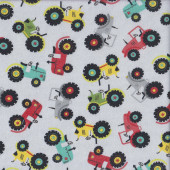 Tractors on Light Grey Quilting Fabric