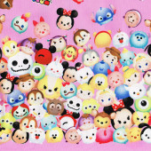 Tsum Tsum Disney Mickey Dumbo Piglet on Pink Kids Licensed Fabric
