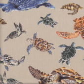 Turtles Ocean Wildlife on Tan Animal Fabric