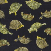 Turtles on Black Wildlife Animal Quilting Fabric