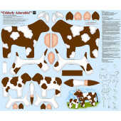 Brown & White Cows Udderley Adorable Soft Toy Quilting Fabric Panel 