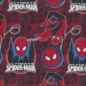 Ultimate Spiderman on Red Boys Licensed Quilting Fabric