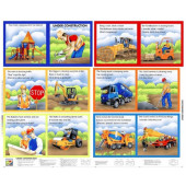 Under Construction Bulldozer Forklift Quilting Fabric Book Panel 