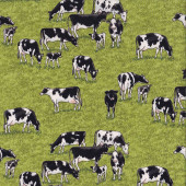 Cows on Grass Countryside Farm Animal Village Life Quilting Fabric