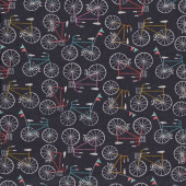 Bicycles on Charcoal Wanderlust Bike Ride Quilting Fabric
