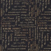 Wedding Words Quilting Fabric Remnant 36cm x 112cm