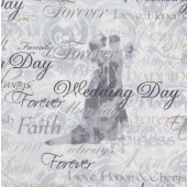 Wedding Married Couple Happiness Love Honour Cherish Quilting Fabric