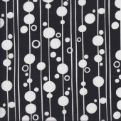 White Circles Stripes on Black Quilting Fabric