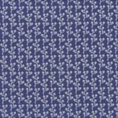 Small White Flowers Floral on Navy Blue Tea For Two Quilt Fabric