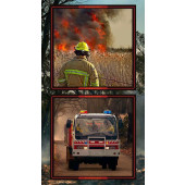 Wildfire Heroes Fireman Fire Truck at Work Quilting Fabric Panel
