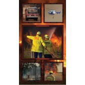 Wildfire Heroes Fireman Fire Truck Helicopter Quilting Fabric Panel
