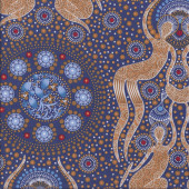 Australian Indigenous Aboriginal Women Bush Food Gold By C. Doolan Quilt Fabric