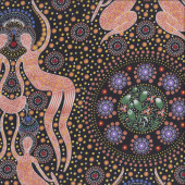 Australian Indigenous Aboriginal Women Bush Food Peach By C. Doolan Quilt Fabric