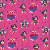 Wonder Woman on Pink DC Comics Girls Licensed Quilting Fabric