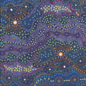 Australian Indigenous Aboriginal Yalke Blue by June Smith Quilting Fabric